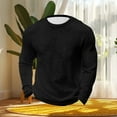 thumbnail image 4 of Fancifize Mens Crew Neck Waffle Knit Shirt Long Sleeve Slim Fit Stretchy T Shirts Lightweight Outdoor Athletic Running Tops Fall Clothes, 4 of 5