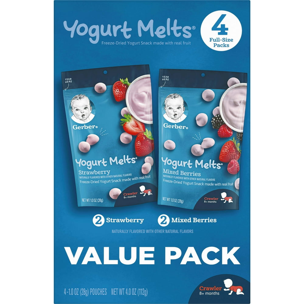 (Pack of 4) Gerber Yogurt Melts Strawberry & Mixed Berry Yogurt Snack