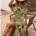 thumbnail image 3 of Fashionable new one-shoulder ruffled printed dress, 3 of 5