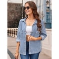thumbnail image 4 of Camisa Vaquera para Mujer, Chaqueta, Camisa Vaquera Informal de Larga, Conjuntos de Otoño Azul S, 4 of 9