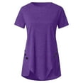thumbnail image 5 of Giftesty Womens Plus Size Clearance Women Plus Size Button Solid Round Neck Short Sleeve Irregular T-shirt Blouse Tops, 5 of 6