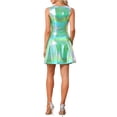 thumbnail image 3 of INSPIRE CHIC Women's Dress Sleeveless High Waist Shimmery Fit & Flare Mini Dress Bright Green M, 3 of 6