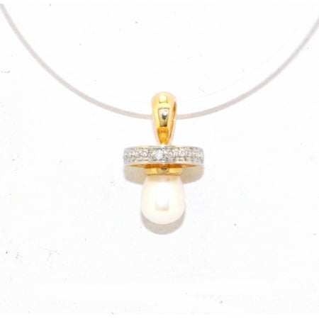 - 14K Yellow Gold Pacifier Synthetic Pearl Charm