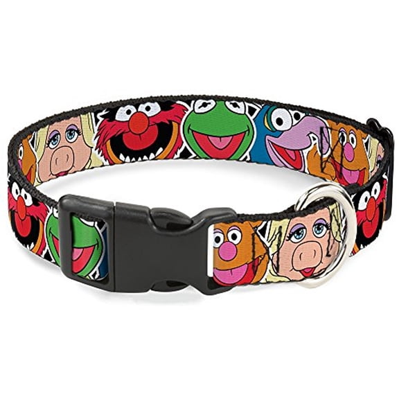 Buckle-Down Muppets Faces C U Black Disney Breakaway Plastic Clip Collar, Narrow-Large