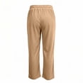 thumbnail image 6 of Women's Corduroy Wide Leg Pants with Pockets, Elastic Drawstring High Waist, Casual Loose Trousers, Pockets for Women, Lounge Pants, Business Casual Pants | UKHCCC,Khaki XL, 6 of 8