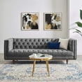 thumbnail image 2 of Tufted Sofa, Velvet, Grey Gray, Modern Contemporary Urban Design, Living Lounge Room Hotel Lobby Hospitality, 2 of 8