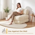 thumbnail image 3 of Neche Single Corduroy Convertible Sleeper Sofa - Folding, Pillow Included, Back Support, Portable for Living Room & Bedroom, Beige, 3 of 8