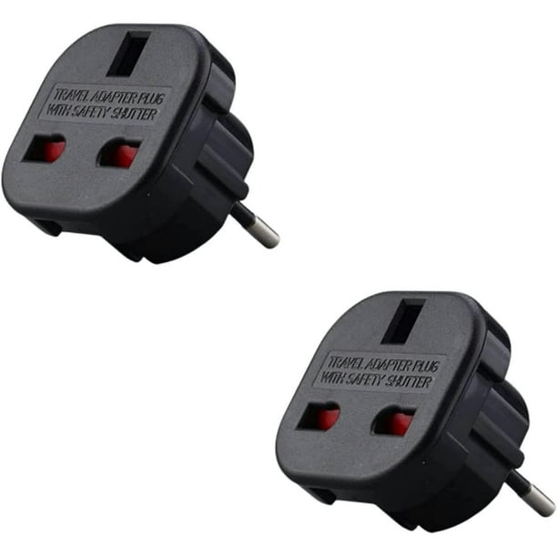Pack Of X2 - English To France Plug Adapter - English French Adapter - Type G To Type C - Compact And Lightweight - Surge Protector