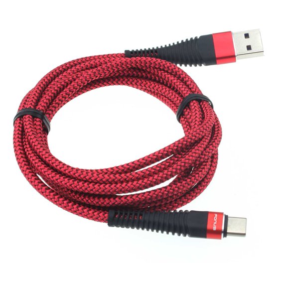 Type-C 6ft USB Cable for OnePlus 9, Nord N100/N10 5G, Pro Phones - Charger Cord Power Wire USB-C Long Red Braided K7O