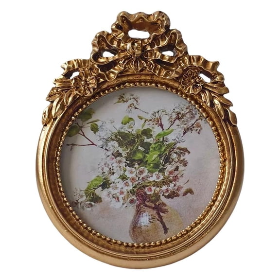 Resin Photo Frame, Round Picture Frame, Wall Mounting, Floral Frames, Home Painting Decoration Embossed
