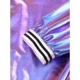 thumbnail image 5 of Eandarui Women Sparkly Bomber Jacket Metallic Holographic Front Zipper Shiny Baseball Jacket Coat Blue 3XL, 5 of 7