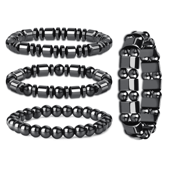 4Pcs Natural Stone Bracelet for Men & Women, Stretch Jewelry, Energy and Focus Boost for Daily Wear, Stretch Bracelet Fashion Jewelry