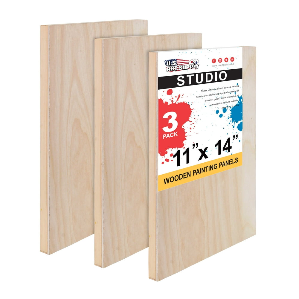 U.S. Art Supply 11" x 14" Birch Wood Paint Pouring Panel Boards, Studio