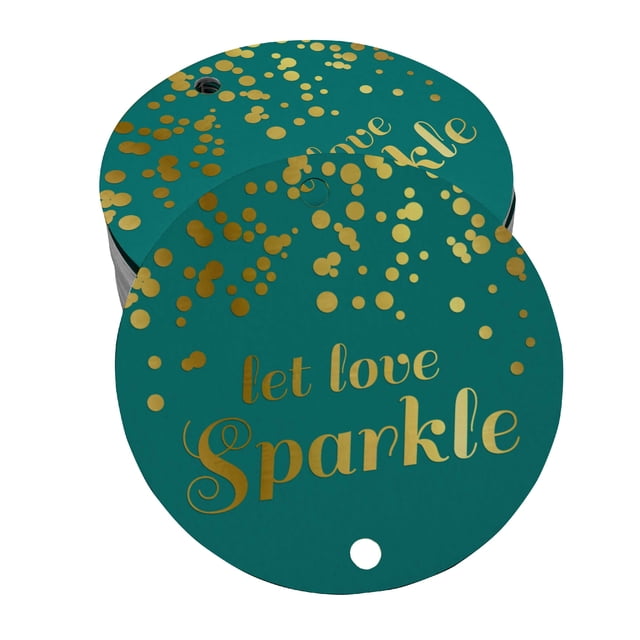 Inkdotpot Pack Of 50 Real Gold Foil Paper Tags Let Love Sparkle Wedding Favor Hang Tags