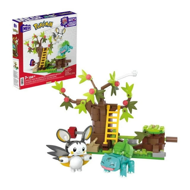 Juguete de Construcción Mega Pokémon El bosque encantador de Emolga y Bulbasaur