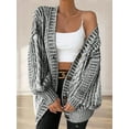 thumbnail image 5 of Women'S Fall Winter Casual Oversized Cardigan Sweater Long Sleeve V Neck Cable Knit Outerwear Coat Black S, 5 of 8