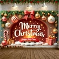 thumbnail image 4 of Festive Christmas Banner Colorful New Year Banner Gold Bow Star Pattern Holiday Banner for Christmas Party New Year Celebration Family Party, 4 of 8