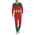 thumbnail image 3 of Renewold Family Christmas Pajamas Matching Sets Long Sleeve Men Elf Bow Sleepwear Vacation/Party/Home Life Outfits 2 Pieces Casual Tredny T-Shirt Sweatpants Size 2XL, 3 of 5