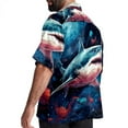 thumbnail image 3 of Starry Shark Men's Hawaiian Button Down Short Sleeve Casual Printed Summer Beach Unisex Shirt, 3 of 6