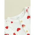 thumbnail image 6 of Suealasg Infant Girl Fall Onesie Bodysuits Baby Valentine's Day Clothes 3M 6M 12M 18M Newborn Long Sleeve Heart Print Button Jumpsuits for Boys Girls Headband, 6 of 9