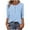 Sky Blue, variant on Lenpel Women's 3/4 Length Sleeve Tops Trendy Spring Summer Half Button Printed Casual T-Shirts Tunic Tee Blouses
