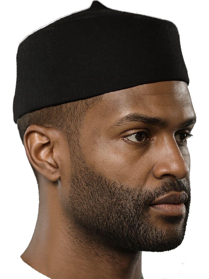 Black Wool Fez Hat for Men – Soft Felt Igbo Cap  display picture 1