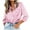 Pink, variant on tarylea Business Casual Tops for Women Lapel Satin Plus Size Shirts Button down Loose Tops with Pocket Work Office Tops