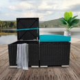 thumbnail image 7 of Resenkos Outdoor Footstool Footrest, 2 Wicker Ottomans, Additional Seating, Footrest, Side Table w/Storage, Removable Cushions,Blue, 7 of 7
