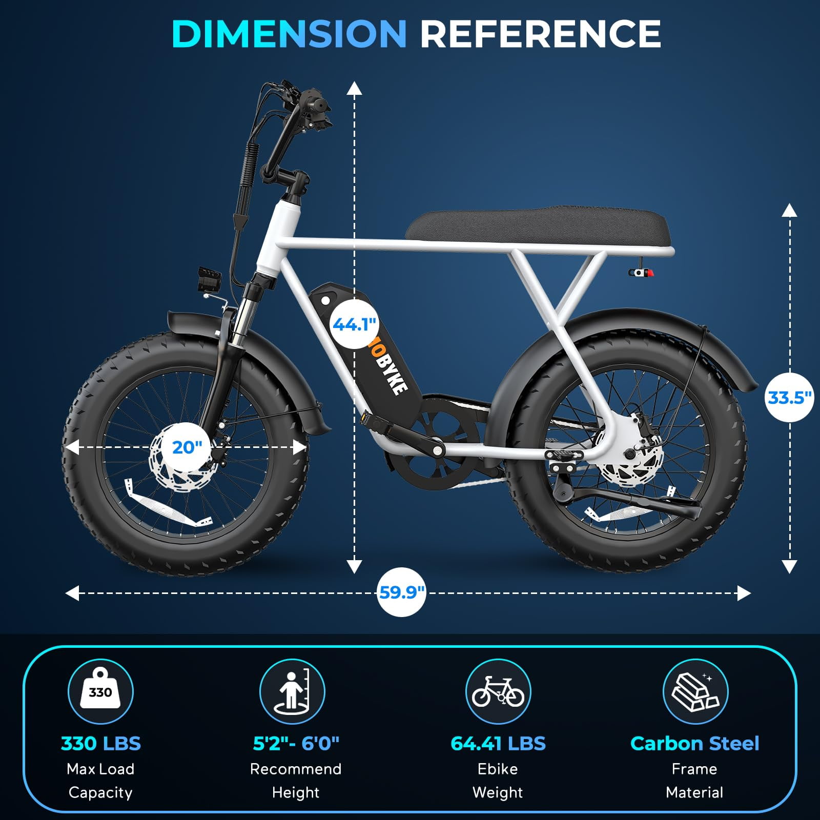 Tamobyke T63 Electric Bike for Adults,750W Motor,36V/13Ah Battery,20"x4.0" Fat Tire E-Mountain Bike,UL2849
