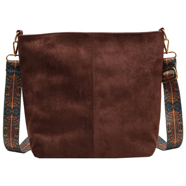 Bolso casual para mujer Bolso de mano simple vintage de gamuza de gran capacidad (café)
