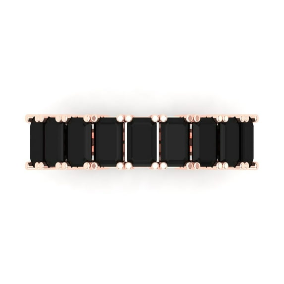 2.61 ct Brilliant Emerald Cut Natural Onyx 14k Rose Gold Eternity Band SZ 9.25