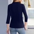 thumbnail image 4 of Qwertyu Polo Shirts Women Women's 3/4 Sleeve Shirts Collared V Neck Half Sleeve Work Shirt Navy S, 4 of 5