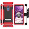 thumbnail image 5 of Red Tri-Shield Rugged Case Cover and Belt Clip Holster [with Metal Kickstand + Wrist Strap Lanyard] for AT&T LG Xpression Plus 2 Phone (LMX420), 5 of 9