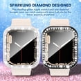thumbnail image 2 of [2+2Pack] for Apple Watch Series 8 Case/Series 7 Case 45mm for Women Girls, [with 2X Screen Protector] PC Diamond Crystal Rhinestone Cover Glitter Case for Series 8/Series 7 (Black+Clear, 45mm), 2 of 5