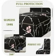 thumbnail image 4 of 4,6,8 Pc Elastic Dining Chair Covers, Spandex Dining Room Chair Covers Set of 6, 6Pc Wrinkle Resistant Parson Chair Slipcovers, Chair Covers for Dining Room Set of 4,6,8, Black Flower, 4 of 6