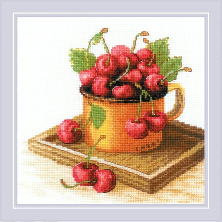 RIOLIS Counted Cross Stitch Kit 7.75"X7.75"-Ripe Cherry (14 Count)