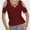 Wine red, variant on Women's Summer Short Sleeve V-Neck Criss Cross Cold Shoulder Blouse Tops