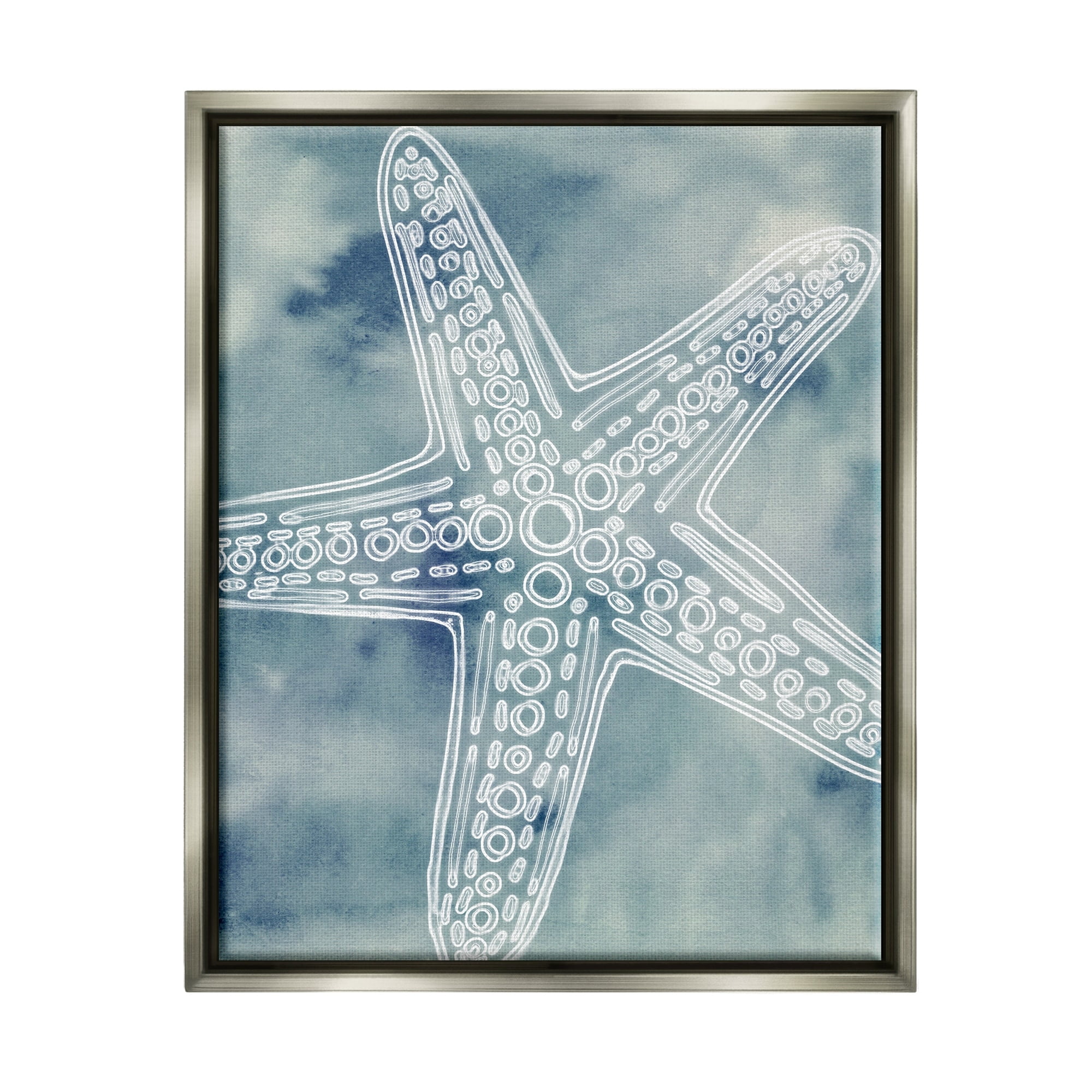 Stupell Industries Detailed Starfish Pattern Circles Blurred Watercolor Background Graphic Art Luster Gray Floating Framed Canvas Print Wall Art, Design by Ziwei Li