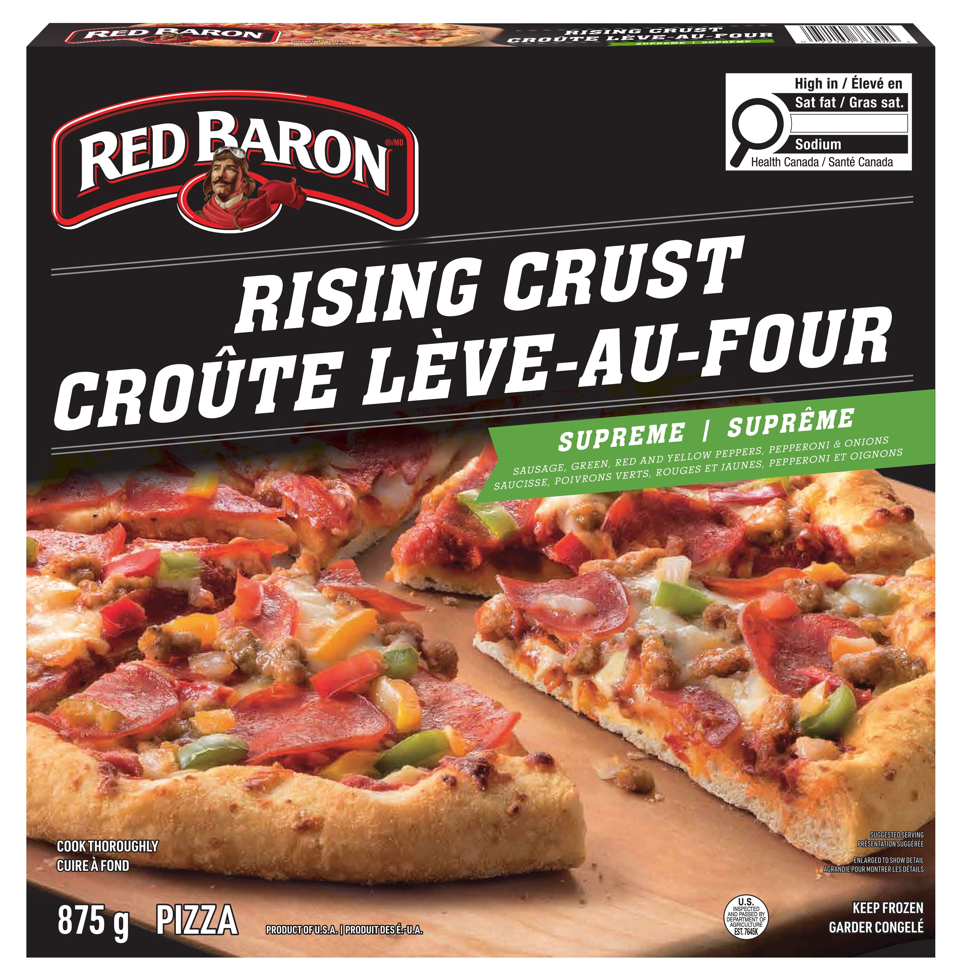 Red Baron Rising Crust Signature Supreme Frozen Pizza, 875 g, Red Baron Rising Crust Signature Supreme Frozen Pizza 875gram