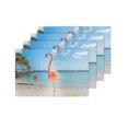 thumbnail image 4 of MKHERT Pink Flamingos Animal On Tropical Beach Placemats Table Mats for Dining Room Kitchen Table Decoration 12x18 inch,Set of 4, 4 of 4