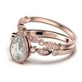 thumbnail image 4 of Dazzling Boho & hippiepie 1.75 Carat Pear Cut Diamond Moissanite Engagement Ring, Wedding Ring, One Matching Band in 925 Sterling Silver With 18k Rose Gold Plating, Birthday Gift, 4 of 4