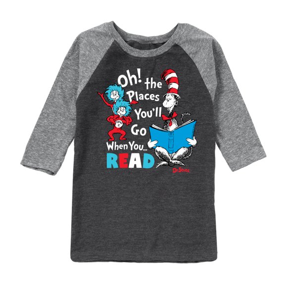 Dr. Seuss - Oh Places Youll Go When You Read - Youth Raglan Graphic T-Shirt