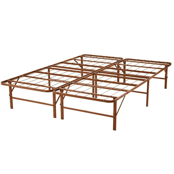 Naomi Home IdealBase 14" Foldable Metal Platform Bed Frame, Twin/Brown
