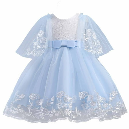 

Holloyiver Toddler Children Elegant Embroidered Lace Princess Floral Girls Wedding Dress Kids Birthday Evening Party Dress Sleeveless Mesh Dress for 3-12 Years