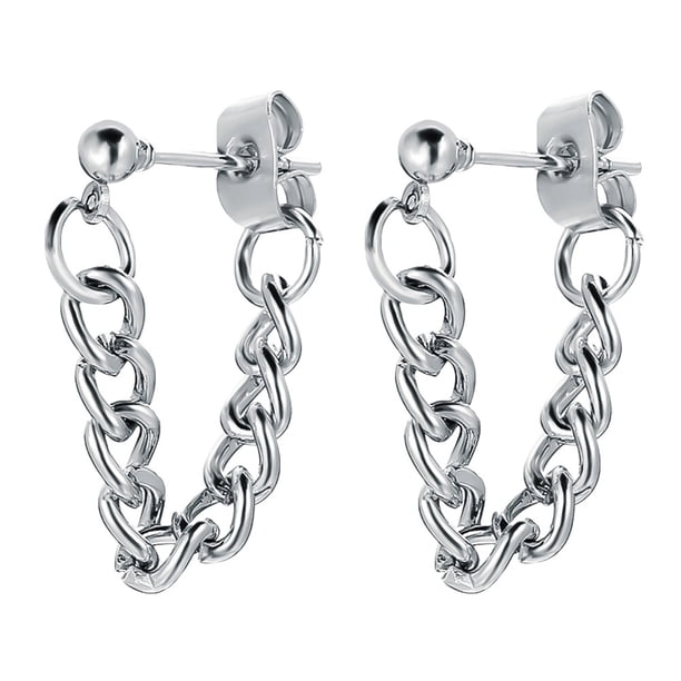 1 par de pendientes creativos de cadena personalizados para piercing de oreja, de aleación metálica, de moda para niñas.
