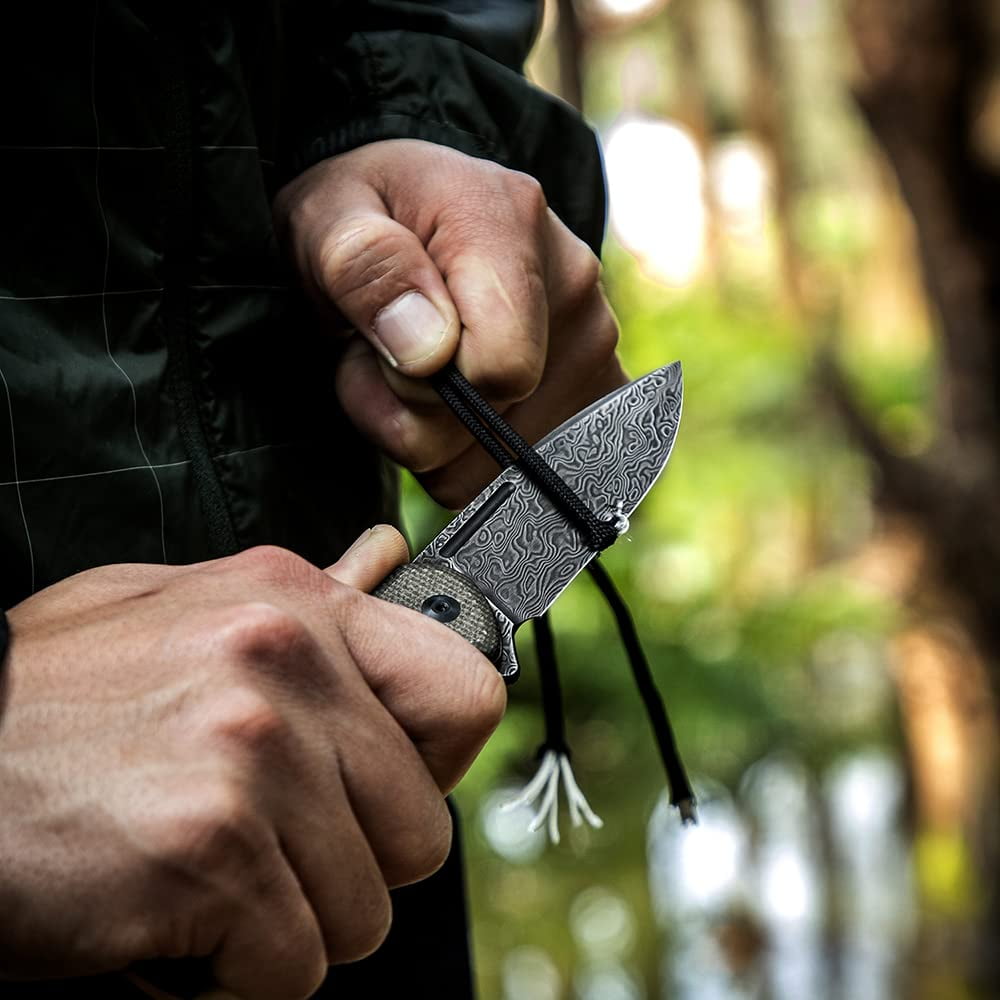 CIVIVI Pocket Knife Conspirator Button Lock Folding Knife 3.48" Damascus Blade, Dark Green Micarta Handle C21006-DS1