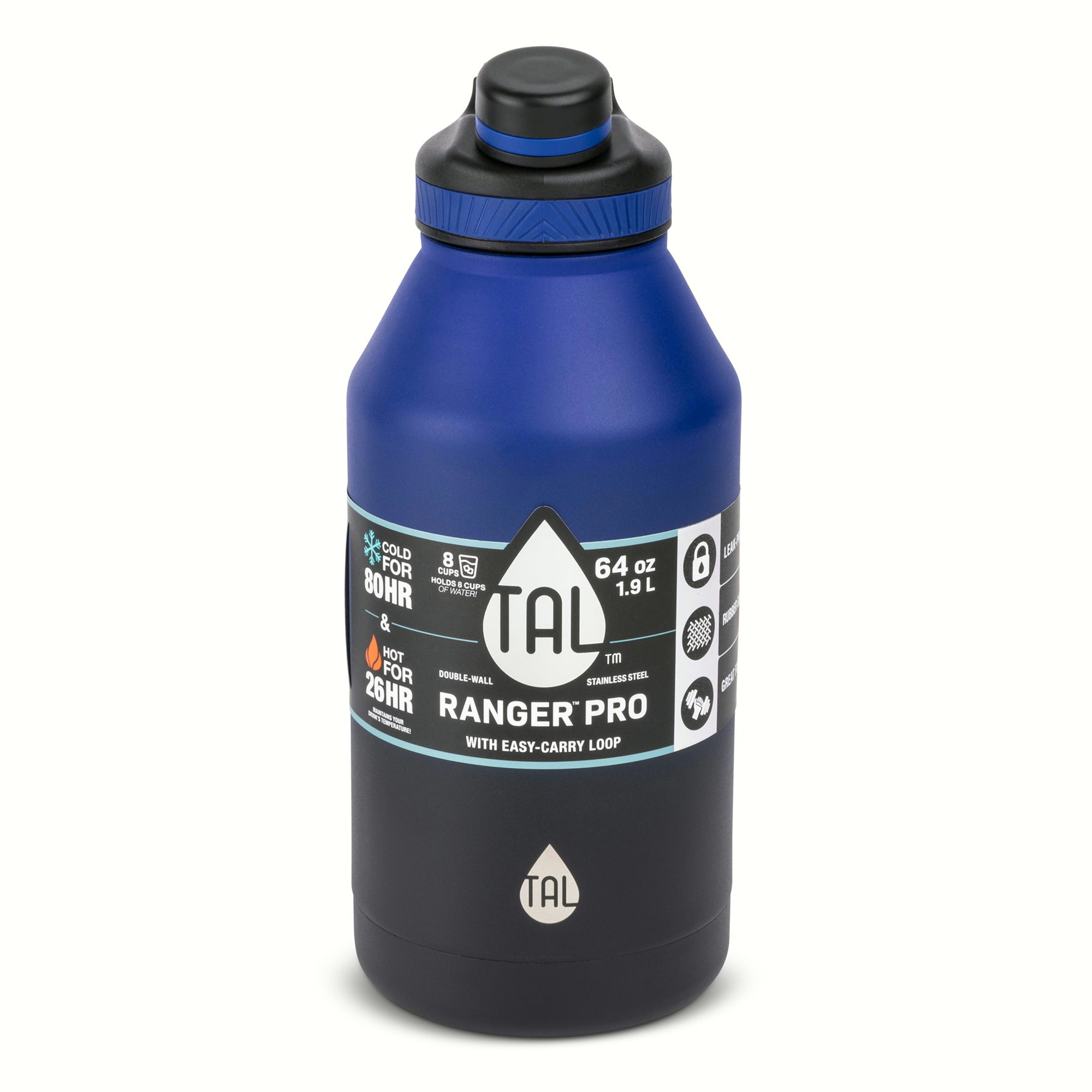 TAL Stainless Steel Ranger Water Bottle 64 fl oz, Black 