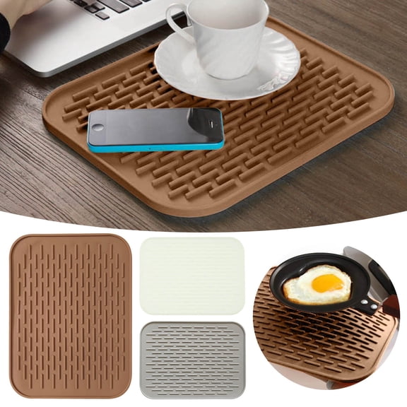CoreLiving Silicone Dish Drying Mat, Large Heat Resistant Kitchen Counter Mat, Non Slip Sink Protector and Coffee Bar Mat for Drying Dishes, 1-Pack