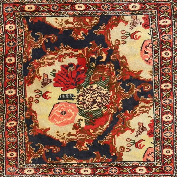 Ahgly Company Indoor Square Traditional Saffron Red Persian Area Rugs, 8' Square