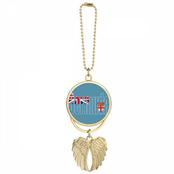 Bermuda Country Flag Name Car Keychain Angel Wing Pendant
